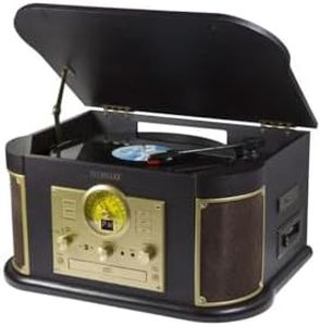 Technaxx de Alemania con Tocadiscos Bluetooth V2.0 Digitalización de discos de vinilo Casetes CD Función de radio AUX RCA Altavoces estéreo TX-103