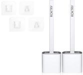 ROKTRY 2 Pack Toilet Brushes & Holders Silicone Soft Bristles Flexible Toilet Brush Set, Non-drip Bathroom Cleaning Brush Holder, Non Slip Handle Hygienic Rubber Toilet Brush Silicone (2 Pack, White)