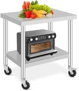 Stainless Steel Table with Caster Wheels, Food Prep Table for Kitchen, Commercial Heavy Duty Metal Table with Adjustable Undershel, Stainless Steel Work Table for Garage Laundry and Hotel (36" x 24")