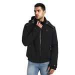 HIVER European Men's Nylon Waterproof Xtreme Winter Jacket, Woolen Interior, Waterproof Ski Jacket, Trekking, Travel, -15°C Temperature Rating, Winter Snow Jacket for Minus Degrees (Large, Black)
