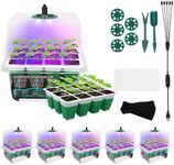 MYMULIKE 60 Cells Self Watering Seed Starter Tray with Soft Silicone Cells, 5 Pack Reusable Seed Starter Kit for Greenhouse Propagator Station Planting Growing