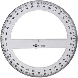 ALVIN P263, 8" Circular Protractor, 360-Degree Die-Stamped Graduations, School or Drafting Use