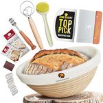 Superbaking Banneton Bread Proofing Basket, Sourdough Bread Baking Supplies, Round 9 Inch Sourdough Starter Kit, Proofing Basket for Baking, Bread Making Supplies Tools, Banneton Basket Gift Set