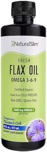 NaturalSlim Flax Oil - Flaxseed Oil Liquid Supplement with Omega 3 6 9 - Cold-Pressed Certified Organic Flax Seed Oil for Hair, Skin, Nails, Healthy Cells & Vegetable Oil for Cooking - 16 fl. Oz.