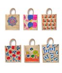 Anumala® Eco-Friendly Jute Bags with Zipper| Organic Tote Bags Elegantly Printed for Return Gifts, Office, Grocery, Picnic, Tiffin, Shopping, Wedding Return Gifts| Size-11x5x10 inches (Pack of 5)