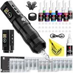 Phomemo Tattoo Gun Kit, Wireless Tattoo Kit for Beginners Complete Set, Tattoo Pen with 20 Tattoo Cartridge Needles, Tattoo Practice Kit, Tattoo Machine Kit with 1 Batteries