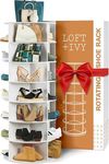 LOFT + IVY Rotating Shoe Rack Tower - 360 Spinning Shoe Rack Organizer - Lazy Susan for Shoes - Fits 28 Pairs of Shoes - Spinning and Revolving Round Shoe Rack Carousel - 7 Tier Shoe Rack