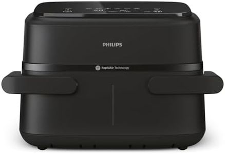 Philips Dual Basket Airfryer 1000 Series - 7.1L Mega Draw or Dual 3.5L+3.5L cooking zone, RapidAir Technology, 10 Cooking Functions, 90% Less Fat, Compact Design, (NA154/09)