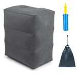 The Autostory Inflatable Travel Foot Rest Pillow – 3-Layer Adjustable Height Leg Rest for Airplane, Car, Office & Toddler Flight Bed – Soft Flocked PVC, Portable with Pump & Dust Bag (Dark Grey)