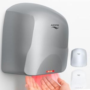 AIRSPIRE Electric Hand Dryer for Commercial Bathrooms & Home Use (110-120V) - Energy Efficient 1100W Automatic Hand Dryer - HEPA Air Filtration, UV Protection - Wall Mounted, 78 dB - Warm Air (Silver)