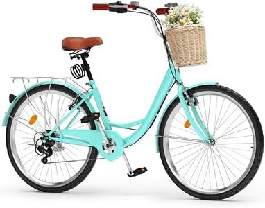 YITAHOME 24 & 26 Inch Beach Cruiser Bike for Women, 1 & 7 Speed Commute Bike for Adults, Womens Bicycle with Adjustable Seat, Multiple Color
