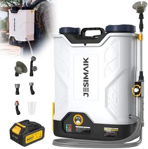 JESIMAIK Backpack Sprayer with Agitator, 120 PSI Handle-Mounted Pressure Control, 4.8 Gallon, 4.0Ah Battery Powered Weed Sprayer with Telescopic Wand & 5 Nozzles for Lawn & Garden