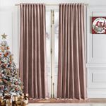 Timeper Pink Velvet Curtains for Kids - Wild Rose Room Darkening Curtains 84 inches Long for Bedroom, Home Decor Back Tab Curtains for Living Room, W52 x L84, 2 Panels