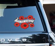 Poppy Montage with "Lest we forget" banner through the center Flower Decals Car Stickers Graphics Wall Window Decorations Art (150 x 100mm)