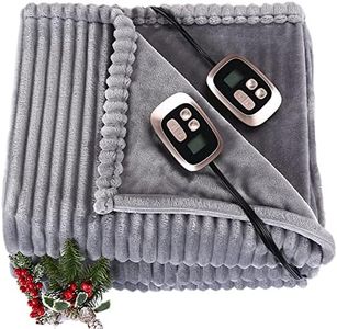 Heated Blanket Electric Blanket Queen Size 90 x 84 Inches - Heating Blanket Flannel with 1-10 Optional Heating Levels & 1-12 Hours Auto Off, Ultra Soft and Washable Blanket with Fast Heating, Grey