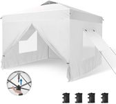 PHI VILLA Privacy 10’x10’Pop up Canopy Tent Enclosed Instant Gazebo Shelter Party Tent with Detachable & Interchangeable Sidewalls and Mesh Windows, Waterproof, White