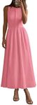 PRETTYGARDEN Women Maxi Dresses 2025 Summer Casual Sleeveless Patchwork Knit Tank Dress Flowy Beach Sundress Long Dress (Pink,Medium)