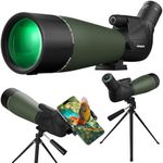 25-75X80 Spotting Scope for Target Shooting - Aurosports BAK4 High Definition Scopes with Tripod & Phone Adapter - Waterproof Spotter Scope for Hunting Bird Watching Wildlife Viewing