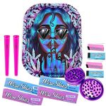 Pink Silience Small Rolling Tray Set Pink Rolling Papers Blue Rolling Papers GIFT SET