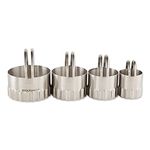 RSVP International 8006 RBC-4 Round Biscuit Cutters-Stainless Steel, Set of 4 (2 Pack) | Nest for Easy Storage | for Cutting Thick or Thin Dough | High Handle Arch