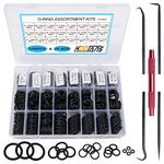 KOOTANS 24Sizes 1200Pcs Nitrile Rubber O Ring Kit O Rings Assortment Kit Set Oil Resistant NBR Metric O-Ring Sealing Assortment Kit for Plumbing, Automotive and Faucet Repair O-Rings