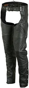 Daniel Smart Motorcycle Economy Leather Chaps All Season Unisex Biker Assless Chaps with Customizable fit and Carry Pockets Black