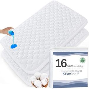 Waterproof Pack n Play Mattress Pad Covers (38" x 26"), Fit for Graco & Baby Trend & Dream On Me & Pamo Babe Pack and Play Mattress, Playard Mattress Protector, Quilted Cotton Terry Surface, 2 Pack