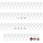 Kurtzy 100 Pack Blank Round Photo Insert Keychains - Each Keyring is 4cm (1.57 inch) in Diameter - Translucent Clear Circle Acrylic Key Rings for Double Sided Photos - Family, Friends, Gifts, Craft