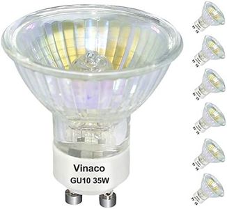 Vinaco Gu10 Bulb, 6 Pack High Brightness gu10+c 120v 35w Halogen Light Bulbs with Glass Cover, dimmable gu10 Track Lighting, Soft White, High CRI100 MR16 Base for Range Hood Light Bulbs