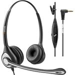 Wantek 2.5mm Telephone Headset Binaural with Noise Canceling Mic for Cisco Linksys SPA Grandstream Polycom Panasonic Zultys Siemens Gigaset Uniden AT&T Office IP and Cordless Dect Phones(F602J25)