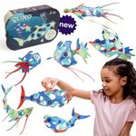 Clixo - Ocean Creatures Pack, Magnetic Tiles for Kids - Magnetic Game with 24 Ocean Coloured Pcs - Children's Games, Magnetic Shapes, Construction Toys for Boys and Girls - For Ages 6+ - 24 Pcs