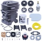 Adefol 41mm Cylinder Piston Kit for Poulan P3314 P3416 P3816 P3516PR Chainsaw Replacement Parts Primer Bulb Gasket Set Carb Kit Air Filter Fuel Line Worm Gear Crank Bearing Oil Seal 530071884