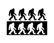 08 Pack Bigfoot Decal Small Stickers Sasquatch (4) White & (4) Black, Size 3" H x 2" W for Tumbler Cup Cars Trucks Vans Walls Laptop