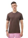 Bewakoof Men's Solid Regular Fit Half Sleeve Round Neck Cotton Jersey T-Shirt_ 608249 Brown M