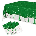 PHOGARY 3 Pack Christmas Tablecloths, Snowflake Swirls Disposable Plastic Rectangular Table Covers, 51 x 86 Tablecovers for Thanksgiving Christmas Winter Holiday Parties Supplies