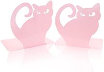 Cute Vivid Lovely Persian Cat Nonskid Thickening Iron Metal Bookends Book Organizer for Library School Office Home Study Desk Organizer (Pink)