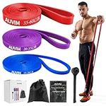 AUVIM Resistance Bands Sets Pull Up Bands 3 Different Levels Fitness Band for Strength Training, Stretch Mobility,Calisthenics, CrossFit,Pilates Yoga Include Door Anchor Storage Bag and Workout Guide