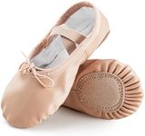 OWANVION Girls Ballet Shoes Leather Ballet Flats Indoor Dance Slippers for Kids, Toddlers Dance Shoes Nude