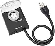 DEWENWILS Outdoor Light Timer with 2ft Long Cord, Waterproof Electrical Timer with Grounded Outlet, Plug in Timer Switch, 15A, 1/2 HP, UL Listed