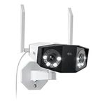 Reolink 4K Security Camera Outdoor with 180° Ultra-Wide Angle, 2.4/5 GHz Wi-Fi IP Camera, Human/Vehicle/Animal Detection, Color Night Vision, 2-Way Audio, IP67, Duo 2 Series Wi-Fi Plug-in Version