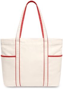 TOPDesign 6-Pack Canvas Tote Bags with 3 Exterior Pockets & Zip Top