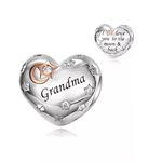 iLove Charm 925 Sterling Silver Charm I Love You To The Moon And Back Heart Bead for Grandma Granny Grandmother Jewellery Love Gift