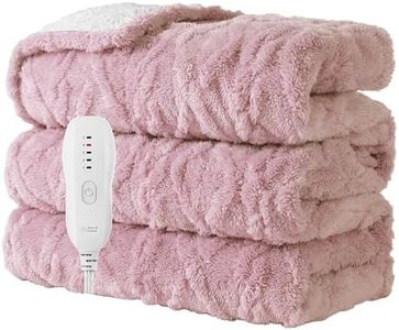 Aheadpret Heated Blanket-Electric Blanket 50"x60" Soft Heated Throw Blanket with 5 Heating Levels & 3 Hours auto-Off,Machine Washable(Pink