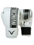 Invincible Tejas Fitness Training Synthetic Leather Boxing Gloves for Men & Women (White-Black, 8 OZ)