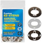 EZ-Xtend Fasteners Marine Grade, Twist Fastener Turn Button for Canvas with Clinch Plate, Flex Washer Long Base - 10 PK