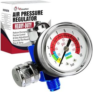 LE LEMATEC Air Compressor Regulator Valve with Pressure Gauge, for Precise Control in Air/Pneumatic Tool Applications, Spray Painting, Tire Inflation and More, ¼ NPT, 0-150 PSI (AR-01)