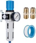 NANPU 1/2" NPT High Pressure Compressed Air Filter Regulator Water/Oil Trap Separator - Gauge(0-230 psi), Poly Bowl,Semi-Auto Drain, Bracket