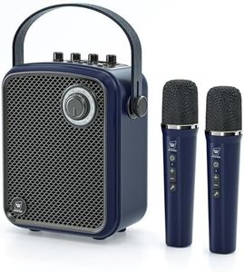 Wireless Voice Amplifier with 2 Wireless Microphones, Bluetooth Speaker,Karaoke Machine for Adults,Portable Speaker Microphones for Teachers & Events, PA System with Echo & Sound Effects