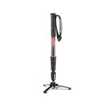 Manfrotto Element MII Video Aluminium Fluid Monopod, Slim and Lightweight, Loads up to 16kg, Foldable Fluid Base, 4 Sections, Twist Locks, for mirrorless and DSLR Cameras,Red