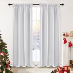 Deconovo Thermal Insulated Curtains Rod Pocket Blackout Curtain Panel 38 Inch by 84 Inch Greyish White White Set of 2